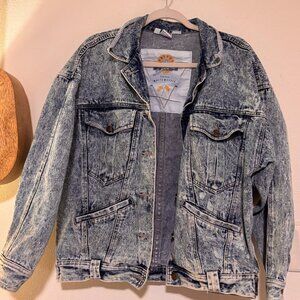 Anchor Blue Size Medium Vintage Jean Jacket Genuine Whitewashed